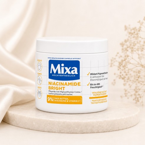 Mixa Niacinamide Bright - Crème hydratante anti-taches visage, corps et mains 400 ml