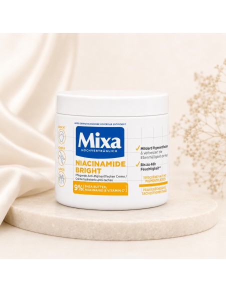 Mixa Niacinamide Bright - Crème hydratante anti-taches visage, corps et mains 400 ml