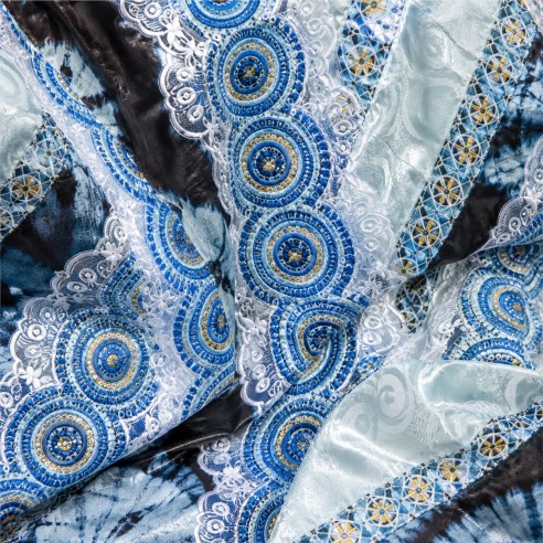 Robe Taille Mame en Ngarra & Bazin Getzner – Bleu Ciel