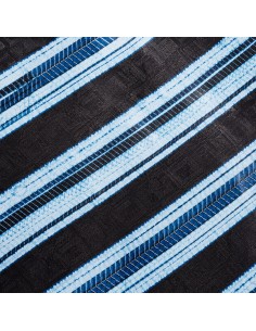 Tissu Bazin Ngarra 1 - Noir et bleu ciel à motifs rayés 2