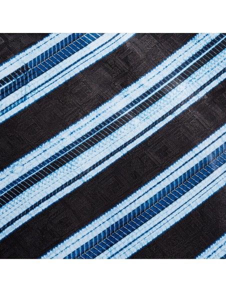 Tissu Bazin Ngarra 1 - Noir et bleu ciel à motifs rayés