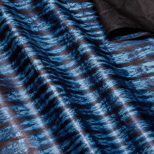 Tissu Bazin Ngarra 2 - Bleu Indigo & Noir Effet Teinté