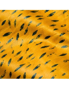 Tissu Bazin Forêt Sacrée - Jaune Doré  Motif Teinté Artisanal