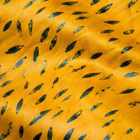 Tissu Bazin Forêt Sacrée - Jaune Doré  Motif Teinté Artisanal