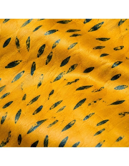 Tissu Bazin Forêt Sacrée - Jaune Doré  Motif Teinté Artisanal