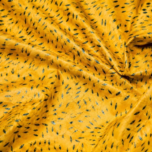 Tissu Bazin Forêt Sacrée - Jaune Doré  Motif Teinté Artisanal