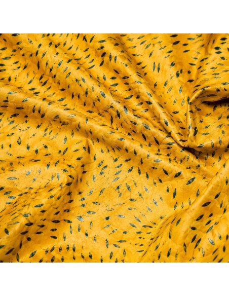 Tissu Bazin Forêt Sacrée - Jaune Doré  Motif Teinté Artisanal