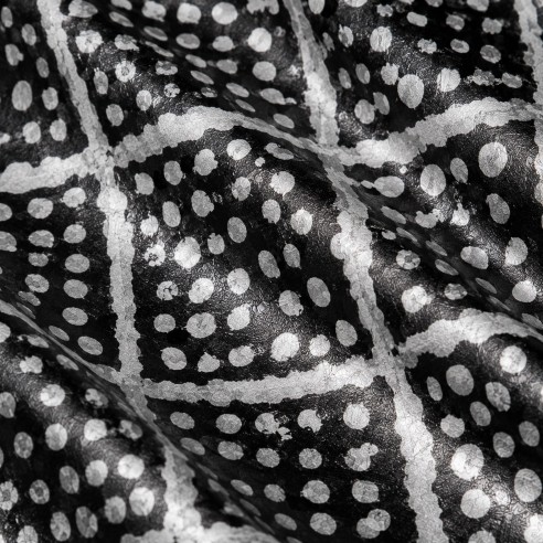 Tissu Bazin Kerdenly - Noir & Blanc Motif Géométrique à Pois