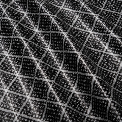 Tissu Bazin Kerdenly - Noir & Blanc Motif Géométrique à Pois