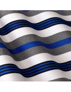 Tissu Leppi Blanc, Bleu Royal & Noir - Rayures Traditionnelles du Fouta-Djalon
