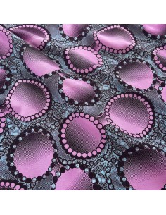 Tissu Wax Rose & Noir - Motifs Cercles Graphiques