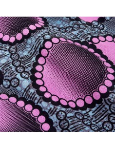 Tissu Wax Rose & Noir - Motifs Cercles Graphiques 2