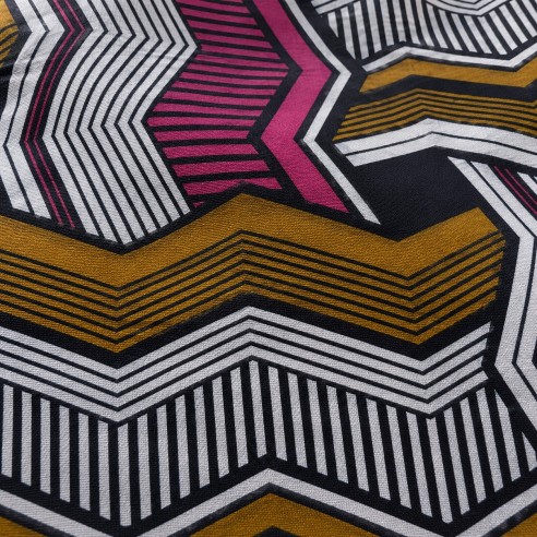 Tissu Wax Hollantex - Motifs Géométriques Rose Fuchsia & Ocre