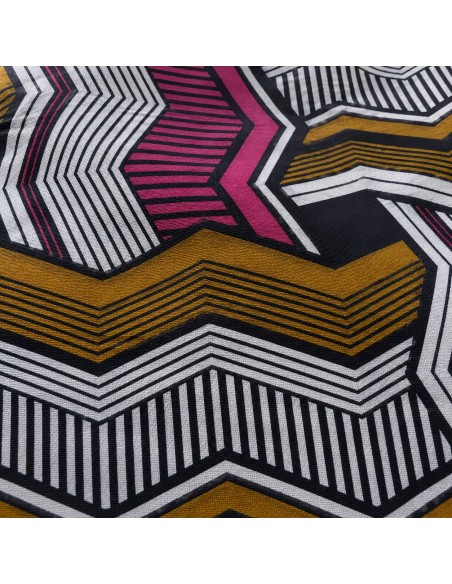 Tissu Wax Hollantex - Motifs Géométriques Rose Fuchsia & Ocre