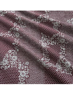 Tissu Wax Bordeaux & Ivoire - Motifs Floraux et Arabesques Élégantes