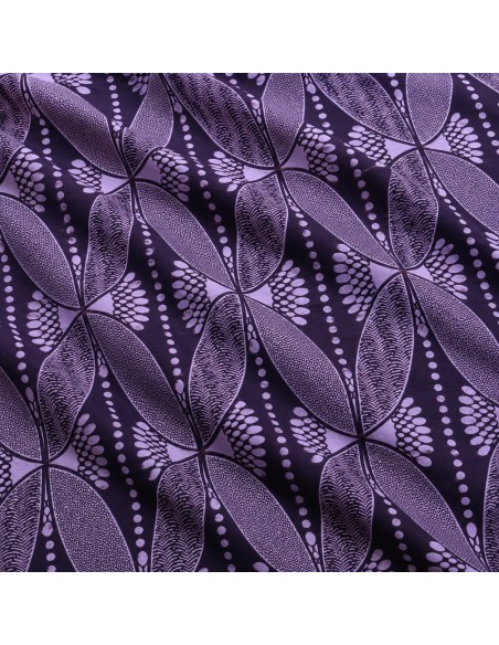 Tissu Wax Prune & Lilas - Motifs Géométriques Inspirés de la Nature