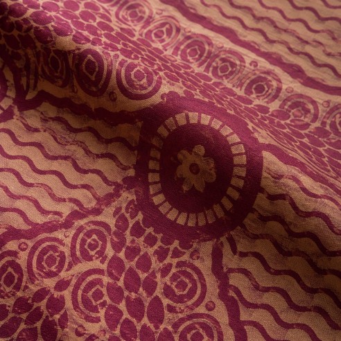 Tissu Wax Terre de Sienne & Prune - Motifs Géométriques Traditionnels