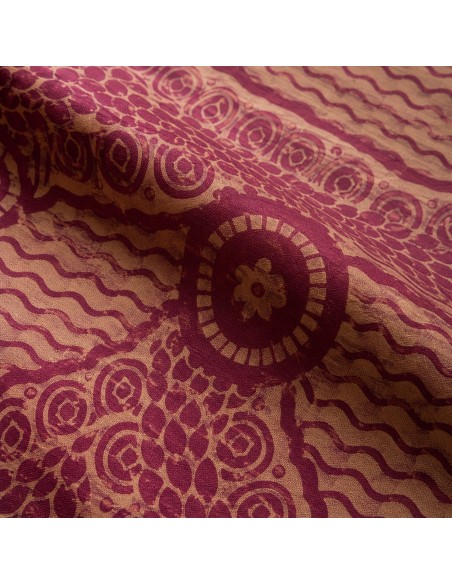 Tissu Wax Terre de Sienne & Prune - Motifs Géométriques Traditionnels