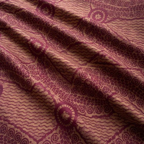 Tissu Wax Terre de Sienne & Prune - Motifs Géométriques Traditionnels