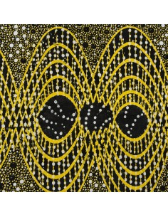 Tissu Wax Jaune Or & Noir - Motifs Ondulés Graphiques 2