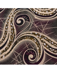Tissu Wax Prune & Beige - Motifs Spirales Élégantes 2