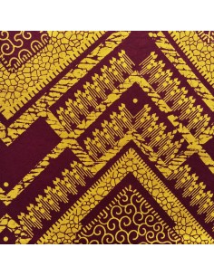 Tissu wax bordeaux et jaune doré à motifs graphiques 2